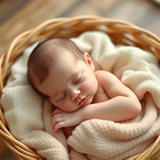 Foto de um bebê recém-nascido dormindo em um cesto