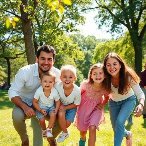 Foto de uma família se divertindo em um parque