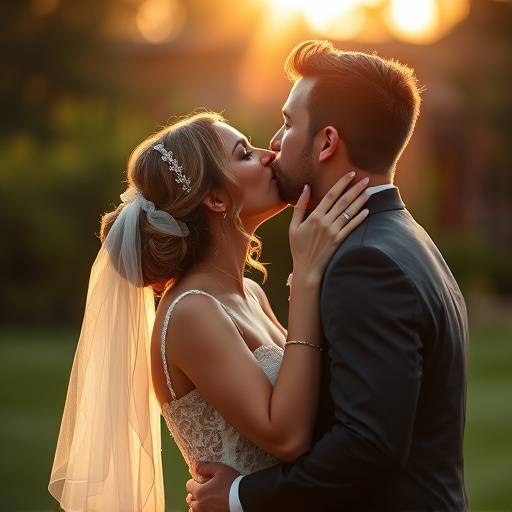 Fotografia de casamento capturando um beijo dos noivos